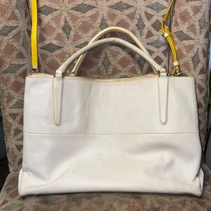Gorgeous Leather Coach White and Yellow Bag